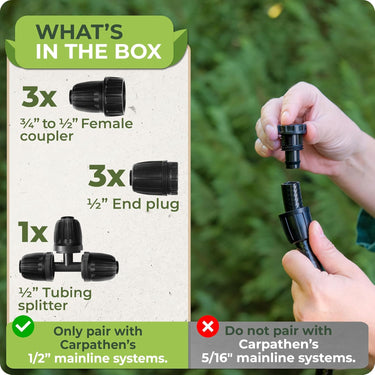Kit includes 3 x Premium Faucet Connector Adapters, 1 x 1/2